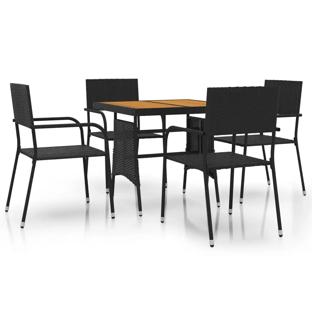 5 Piece Outdoor Dining Set Poly Rattan Black 3120087 - Furniture