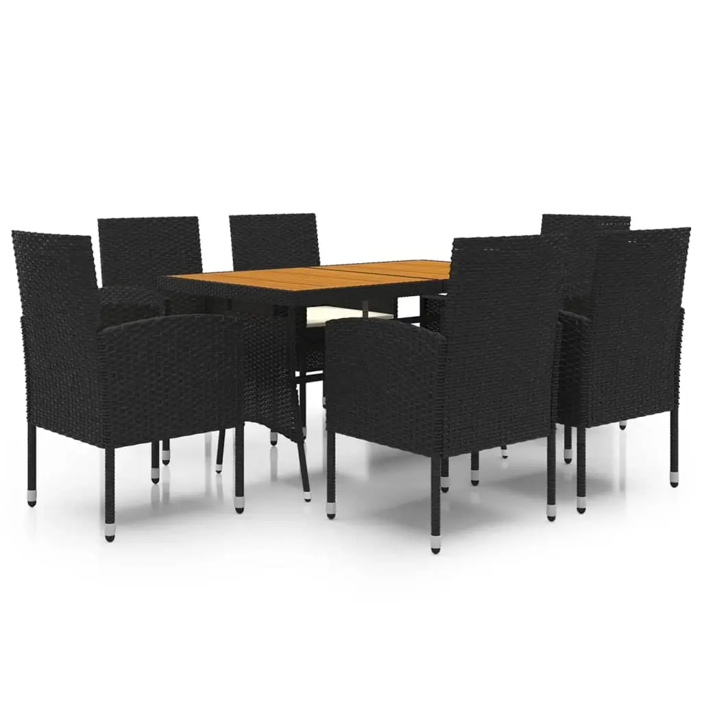 7 Piece Outdoor Dining Set Poly Rattan Black 3120100 - Furniture