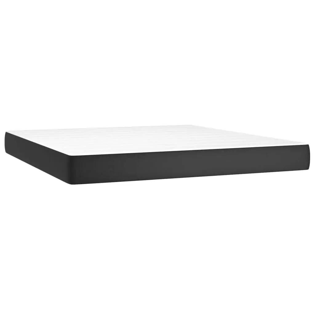 Pocket Spring Bed Mattress Medium Black 152x203x20 cm Queen Faux Leather 347881 - Furniture