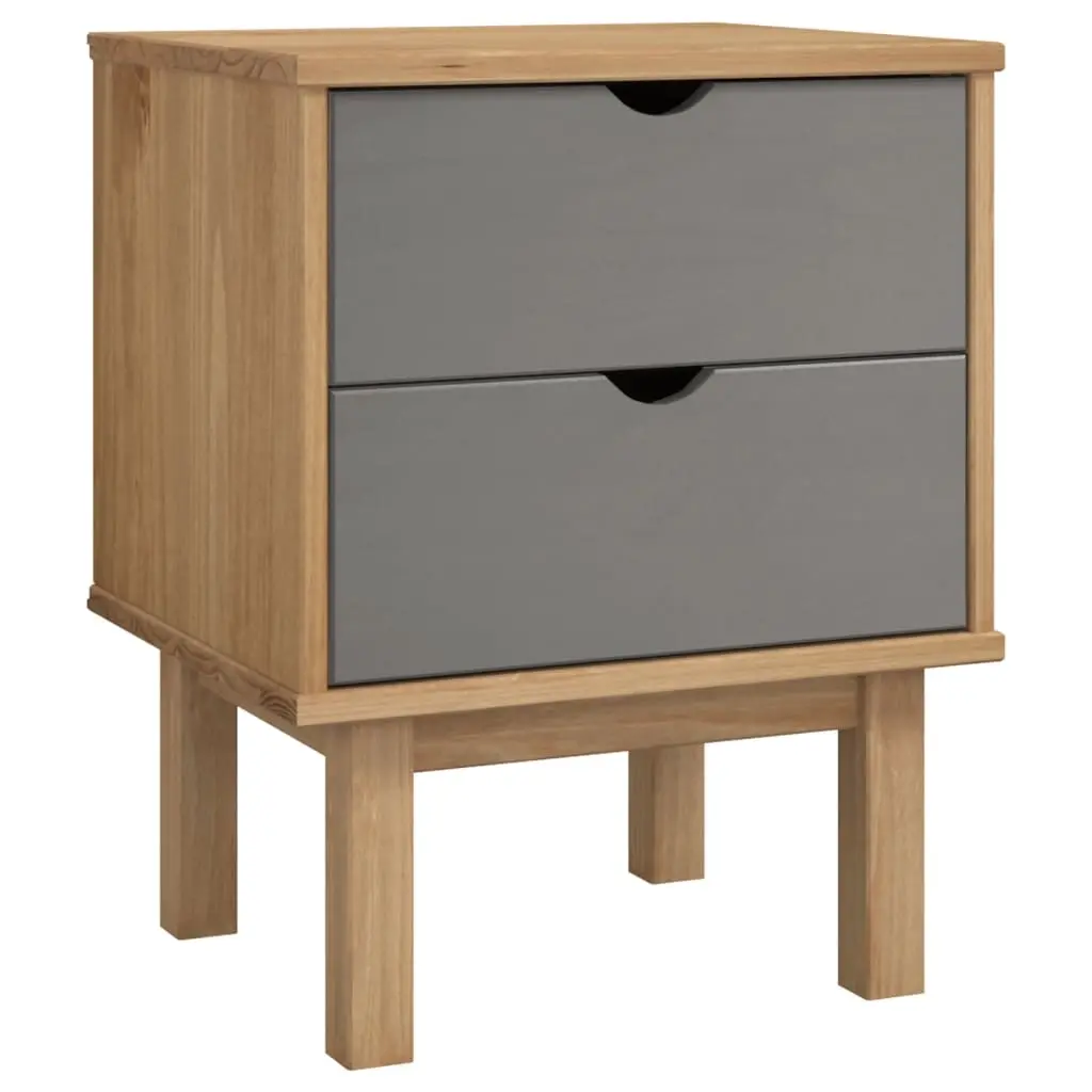 Bedside Cabinet OTTA Brown&Grey 45x39x57 cm Solid Wood Pine 348577 - Furniture