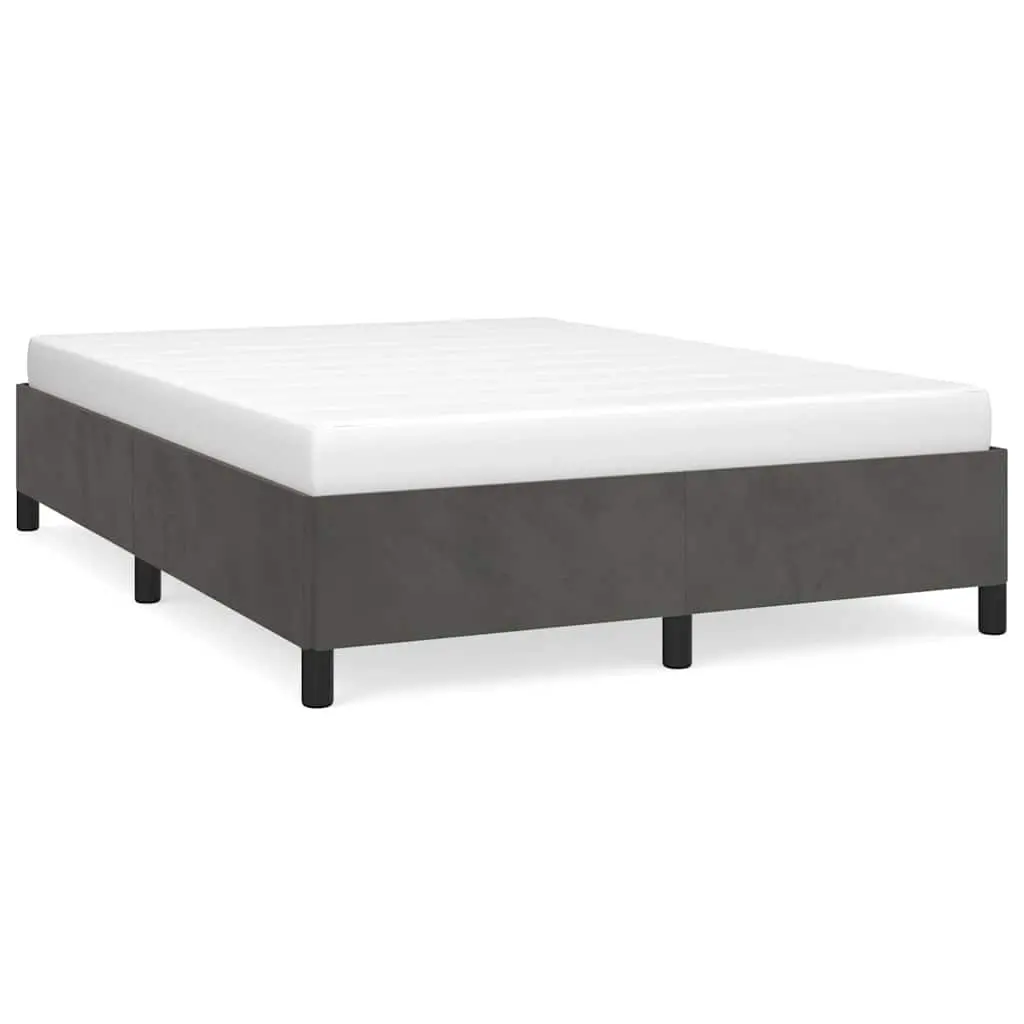 Bed Frame without Mattress Dark Grey 152x203 cm Queen Velvet 347358 - Furniture