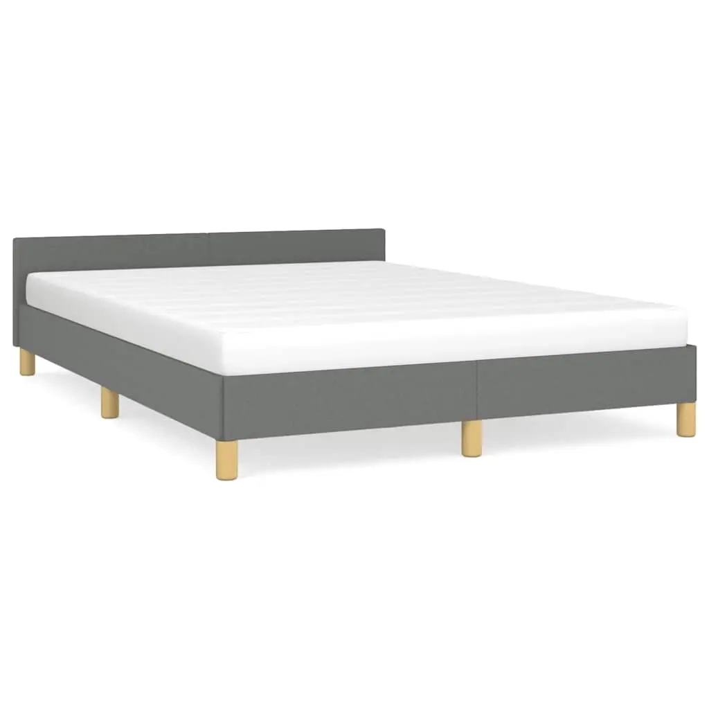 Bed Frame without Mattress Dark Grey Queen Fabric 347457 - Furniture
