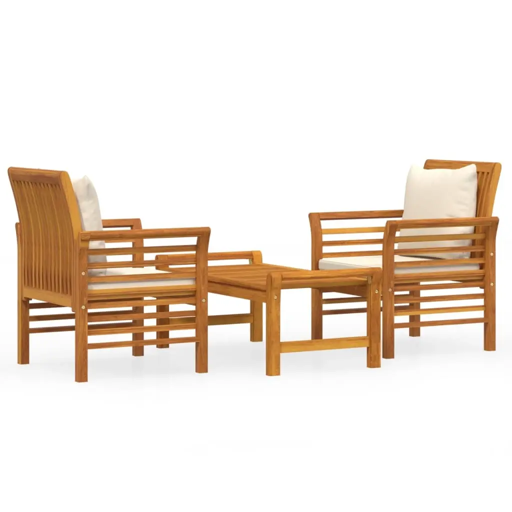 3 Piece Garden Lounge Set with Cushions Solid Wood Acacia 3120461 - Furniture