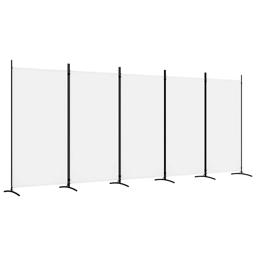 5-Panel Room Divider White 433x180 cm Fabric 350266