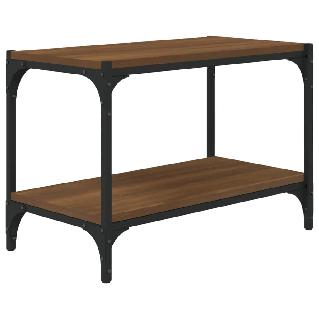 TV Cabinet Brown Oak 60x33x41 cm Engineered Wood and Steel 819321 - Furniture