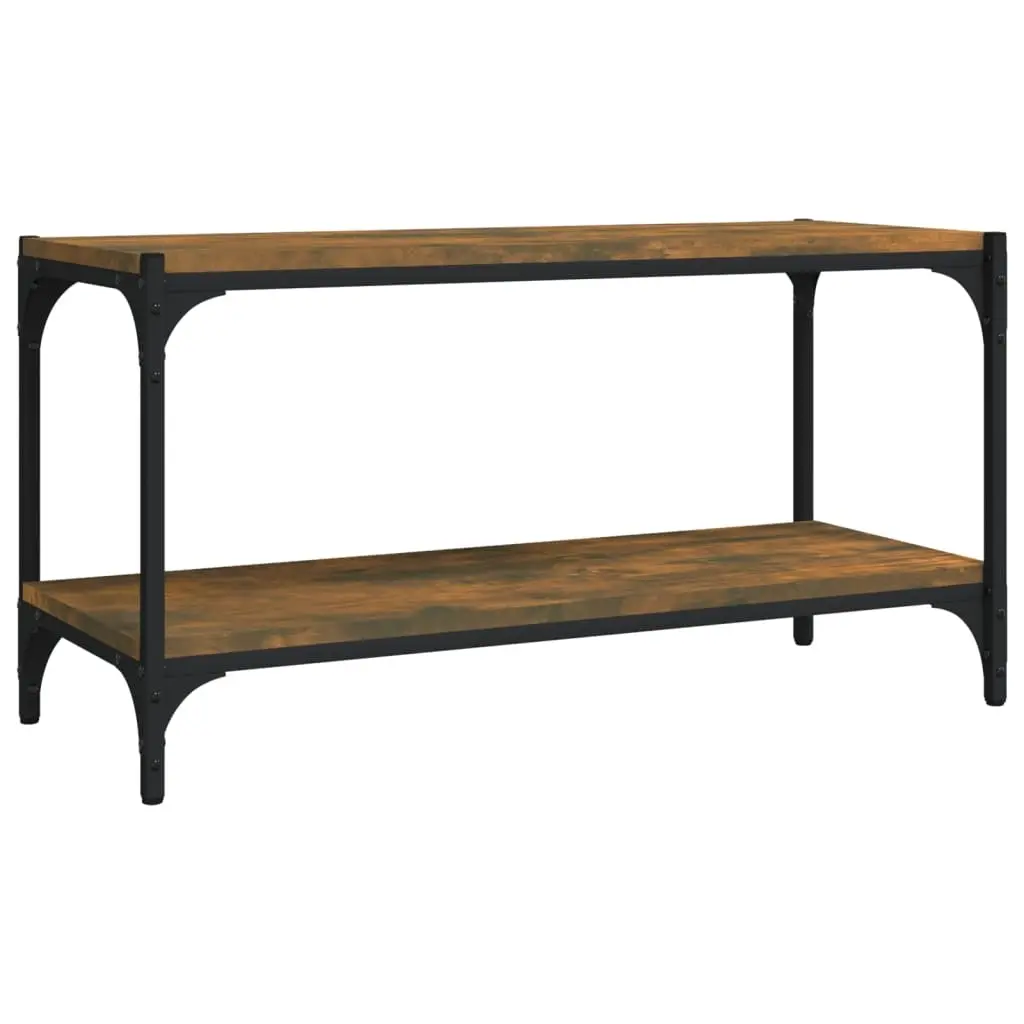 TV Cabinet Smoked Oak 80x33x41 cm Engineered Wood and Steel 819334 - Furniture