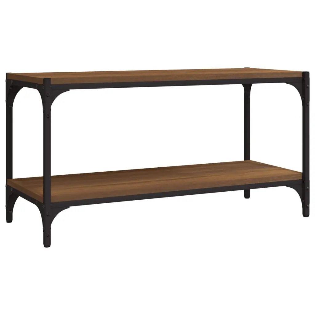 TV Cabinet Brown Oak 80x33x41 cm Engineered Wood and Steel 819336 - Furniture
