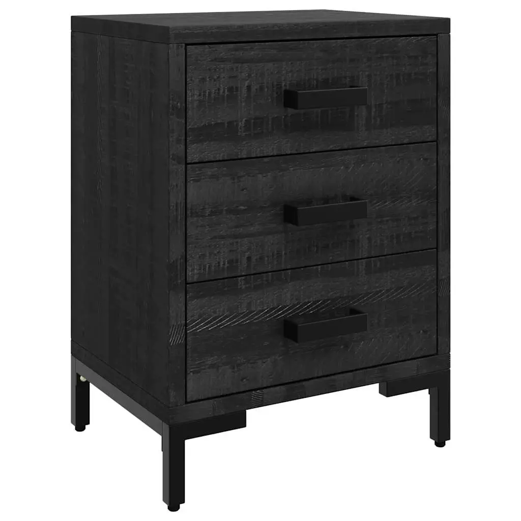 Bedside Cabinet Black 40x30x55 cm Solid Pinewood 349914 - Furniture