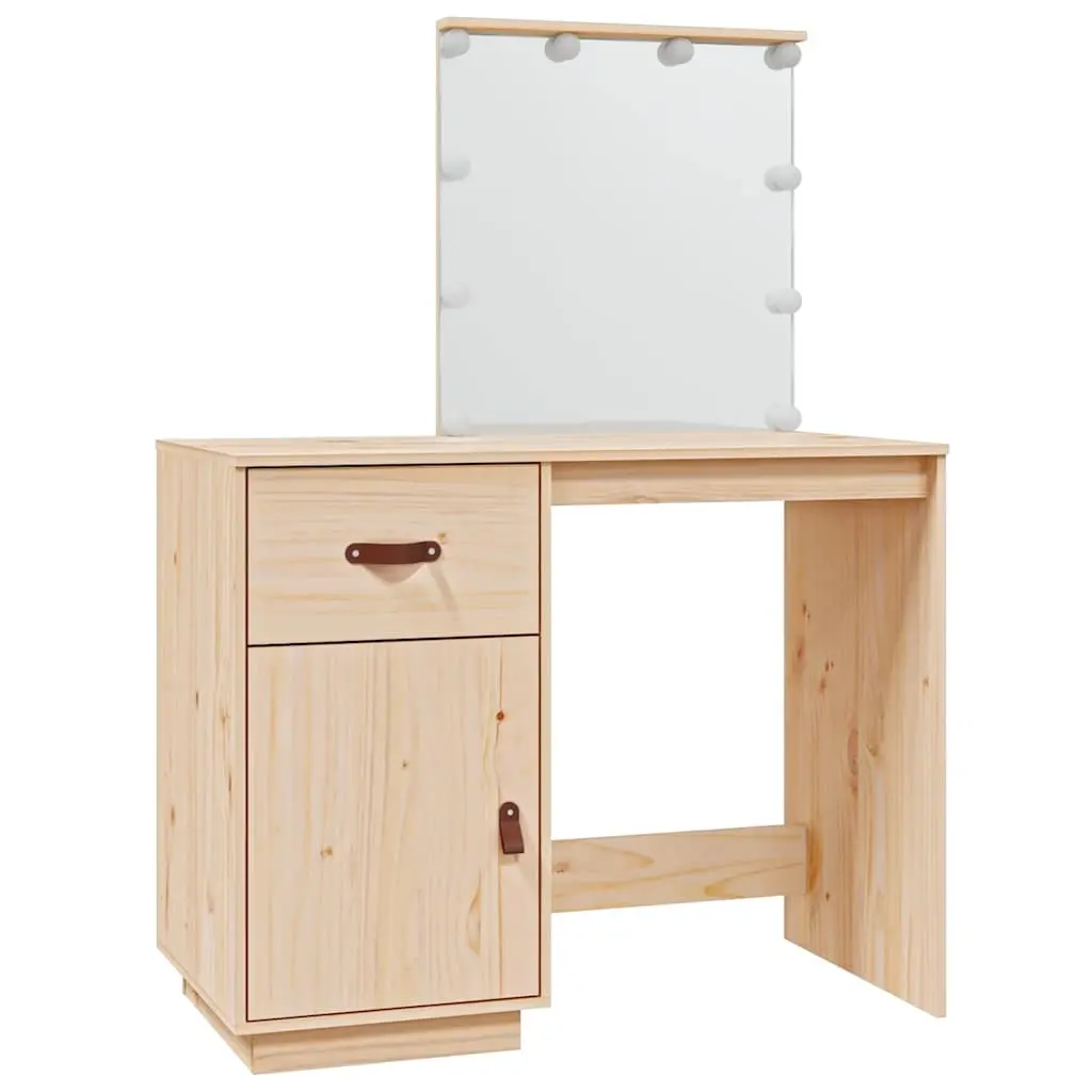 Dressing Table with LED 95x50x133.5 cm Solid Wood Pine 820092 - Furniture