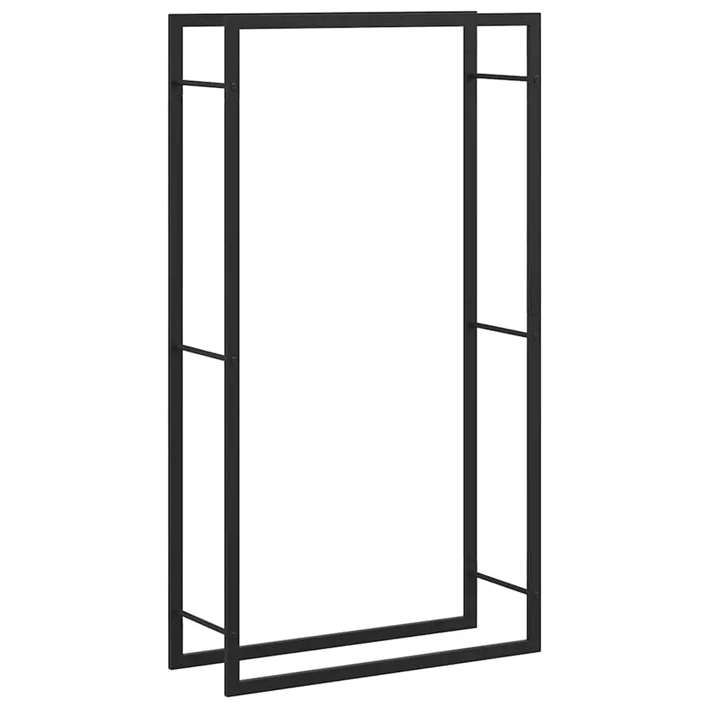 Firewood Rack Matt Black 80x28x154 cm Steel 350308 - Home & Garden