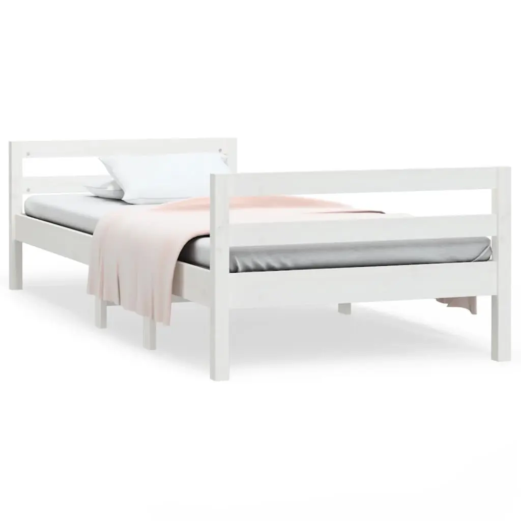 Bed Frame without Mattress White 90x190 cm Solid Wood Pine 821635 - Furniture