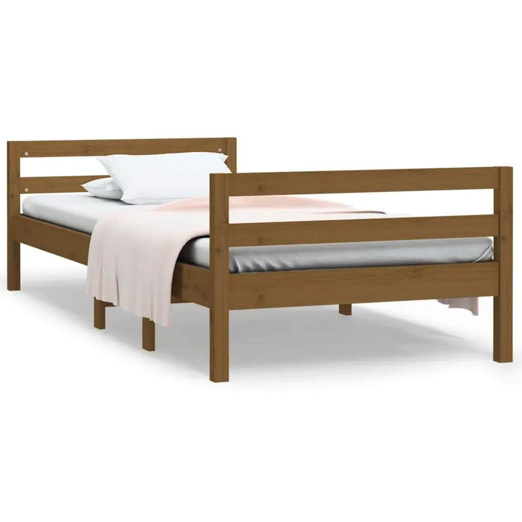Bed Frame without Mattress Honey Brown 90x190 cm Solid Wood Pine 821637 - Furniture