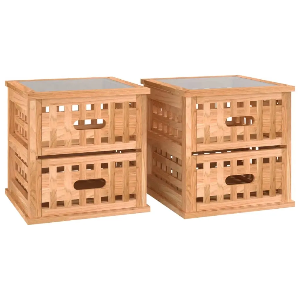Bedside Cabinets 2 pcs 34x34x34 cm Solid Wood Walnut 350346 - Furniture