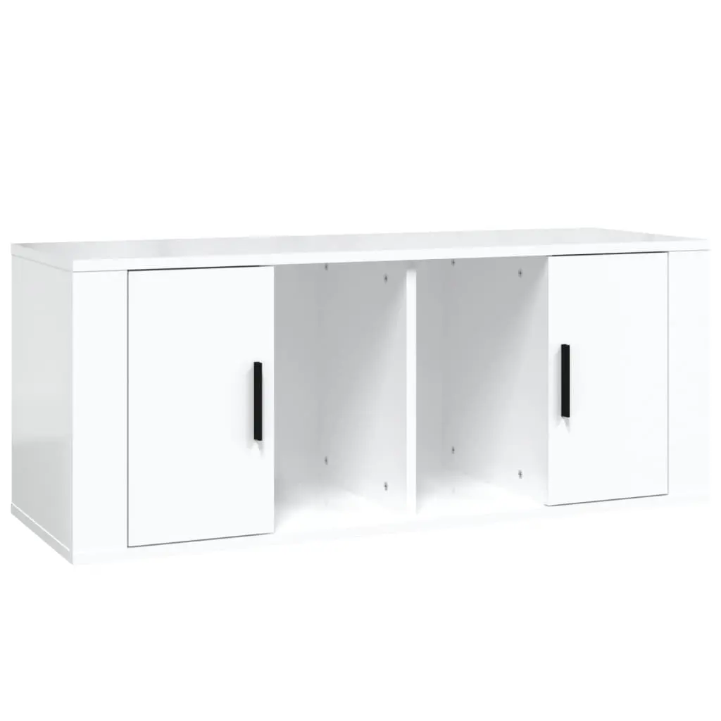 TV Cabinet High Gloss White 100x35x40 cm Engineered Wood 816802 - Furniture