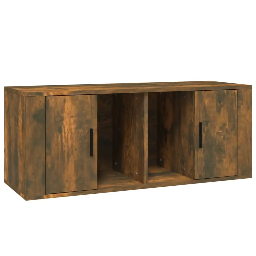 TV Cabinet Smoked Oak 100x35x40 cm Engineered Wood 816805 - Furniture