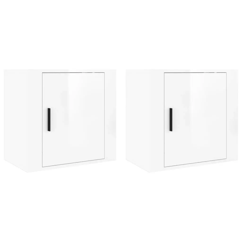 Wall-mounted Bedside Cabinets 2 pcs High Gloss White 50x30x47cm 816869