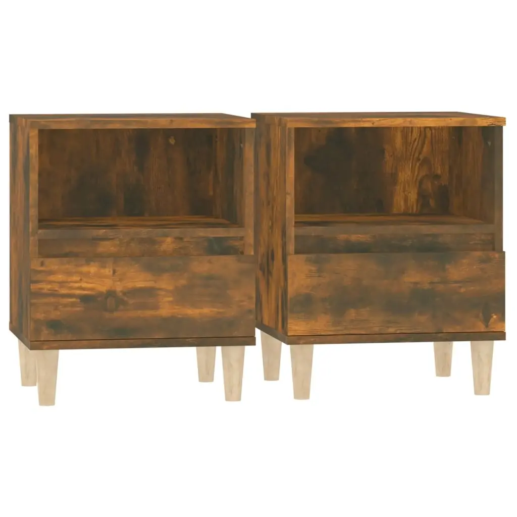 Bedside Cabinets 2 pcs Smoked Oak 40x35x50 cm 821805 - Furniture