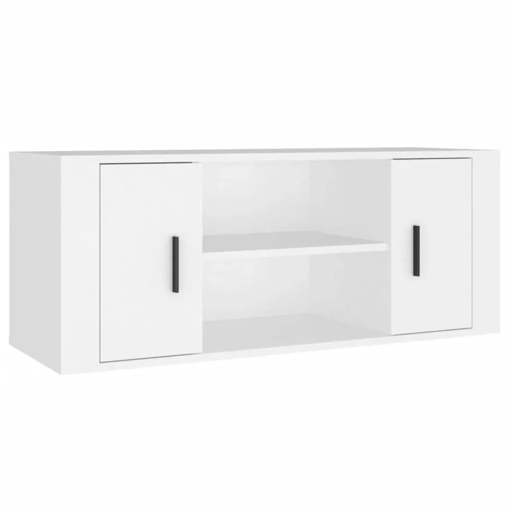 TV Cabinet White 100x35x40 cm Engineered Wood 823091 - Furniture