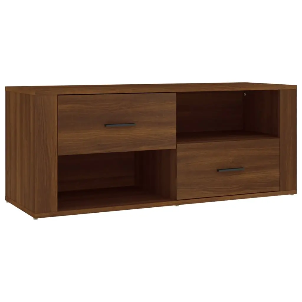 TV Cabinet Brown Oak 100x35x40 cm Engineered Wood 823106 - Furniture