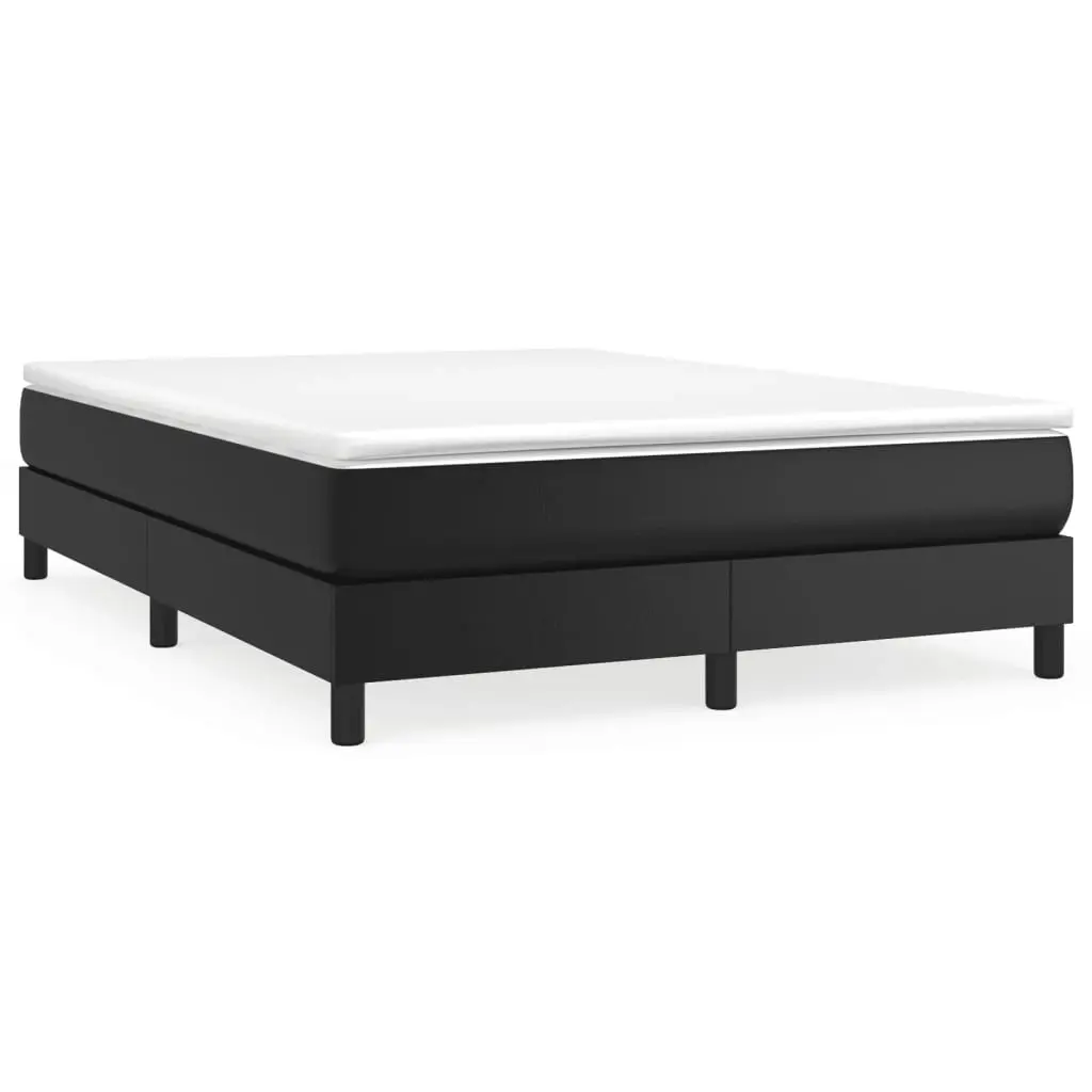 Box Spring Bed Frame Black Queen Faux Leather 3120730 - Furniture