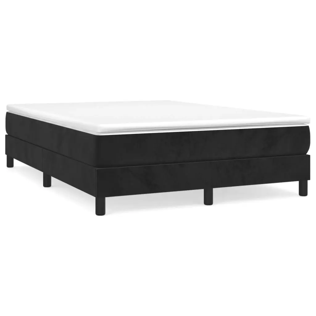 Box Spring Bed Frame Black Queen Velvet 3120807 - Furniture