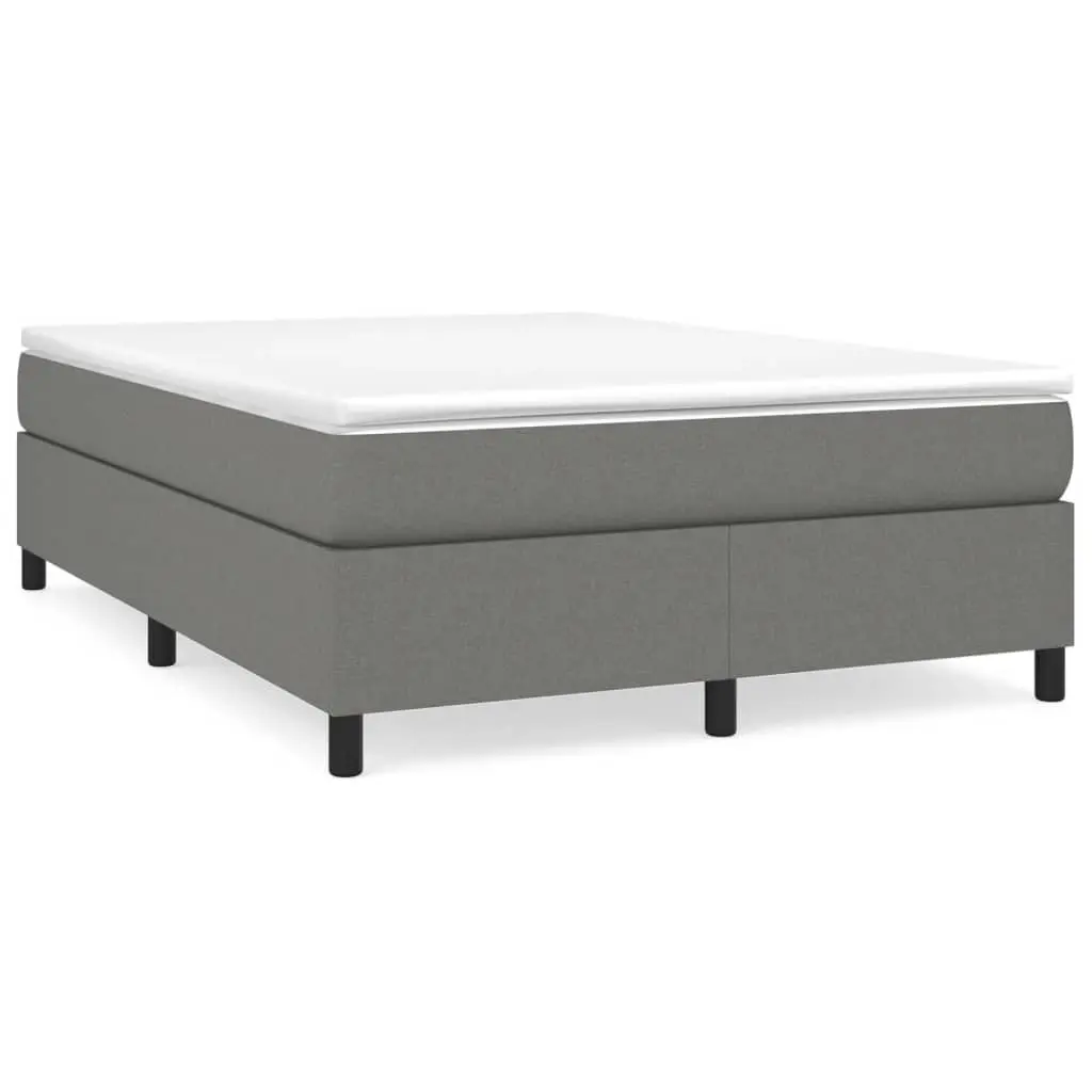 Box Spring Bed Frame Dark Grey Queen Fabric 3120904 - Furniture