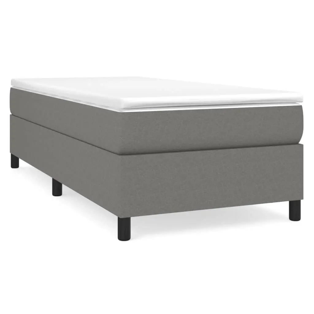 Box Spring Bed Frame Dark Grey 107x203 cm King Single Fabric 3120912 - Top Selling Beds