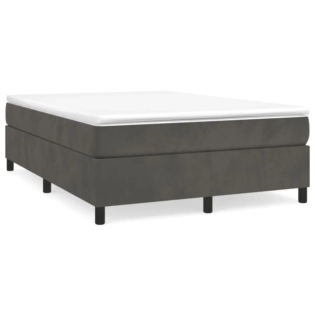 Box Spring Bed Frame Dark Grey Queen Velvet 3121154 - Furniture