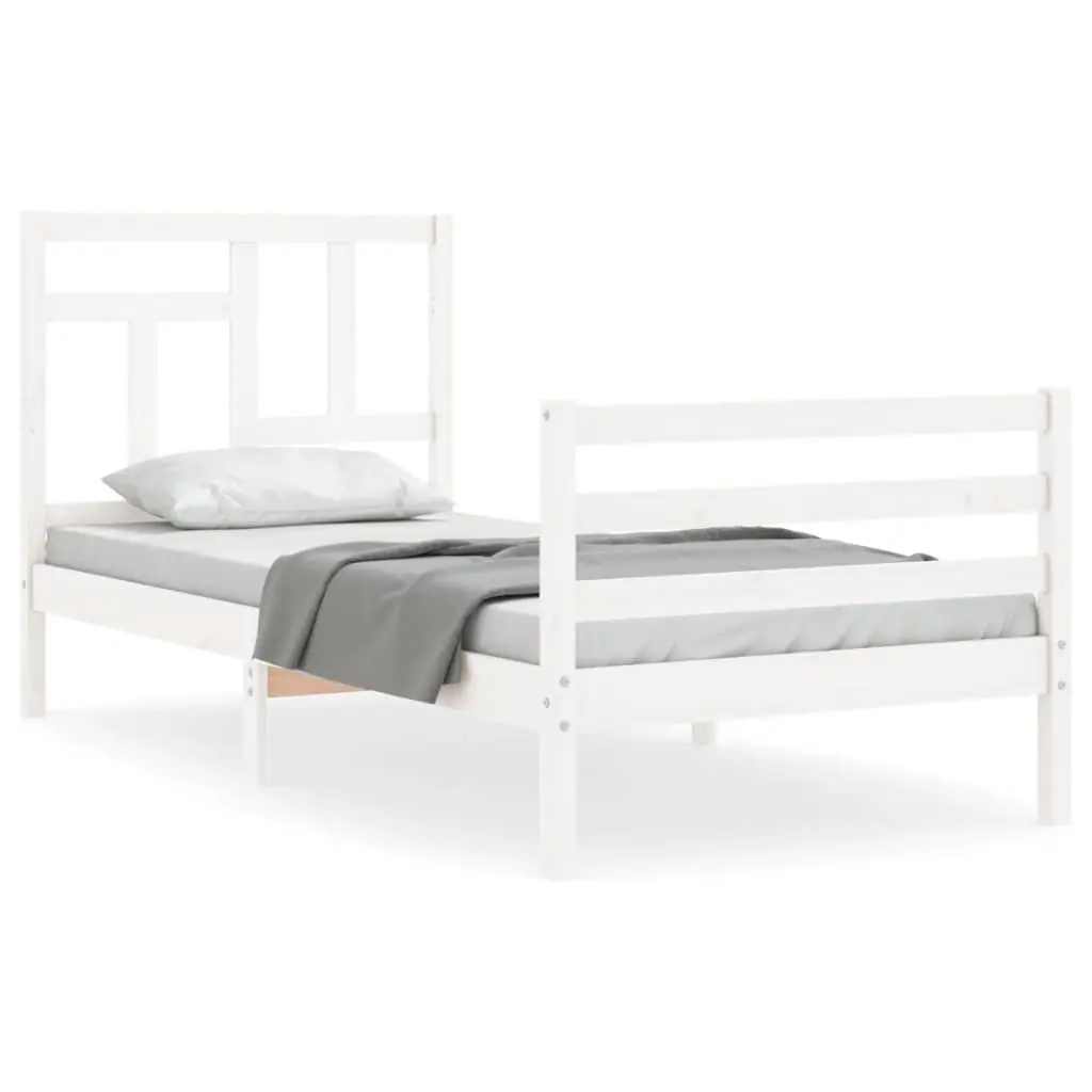 Bed Frame without Mattress White 90x190 cm Solid Wood 3194927 - Furniture