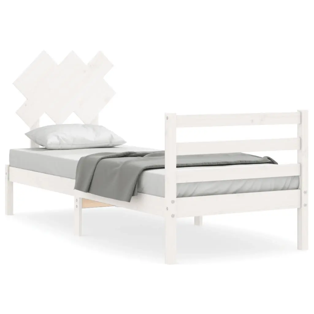 Bed Frame without Mattress White 90x190 cm Solid Wood 3195252 - Furniture
