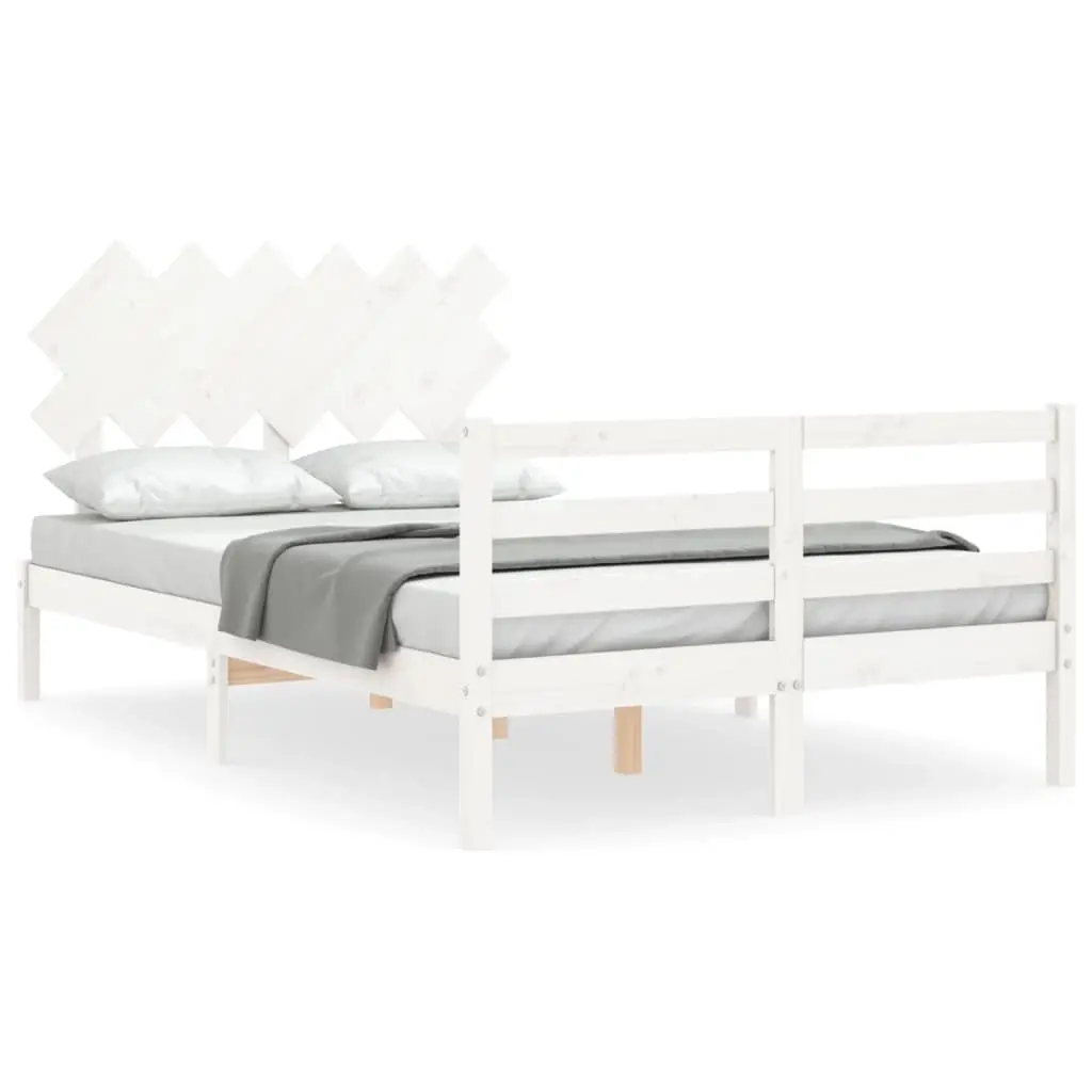 Bed Frame without Mattress White 135x190 cm Solid Wood 3195262 - Furniture