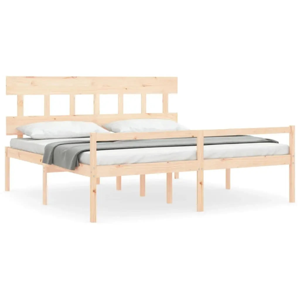 Senior Bed without Mattress 183x203 cm King Solid Wood 3195431 - Furniture