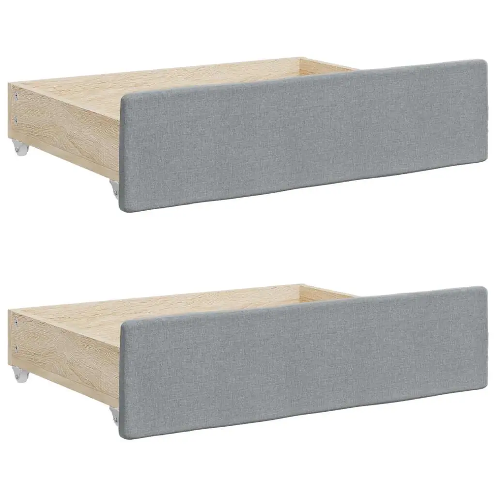 Bed Drawers 2 pcs Light Grey Engineered Wood and Fabric 833910 - Furniture