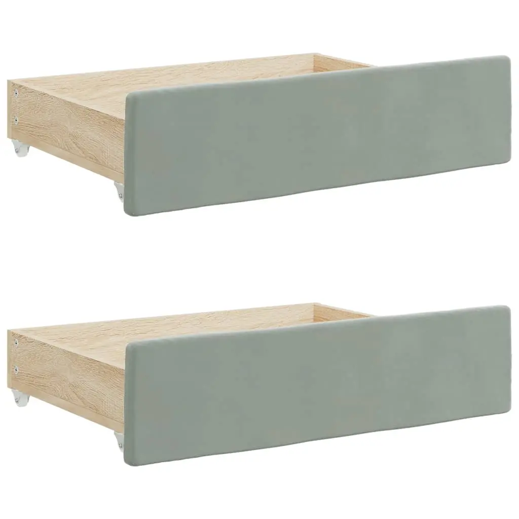 Bed Drawers 2 pcs Light Grey Engineered Wood and Velvet 833916 - Furniture