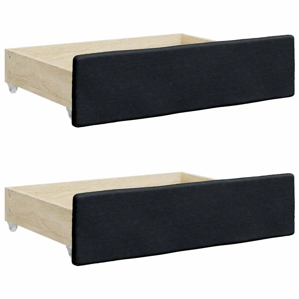Bed Drawers 2 pcs Black Engineered Wood and Faux Leather 833922 - Furniture