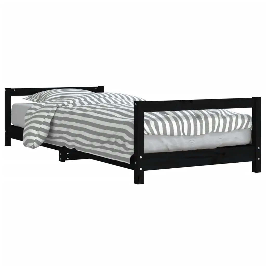 Kids Bed Frame Black 90x190 cm Solid Wood Pine 834404 - Furniture