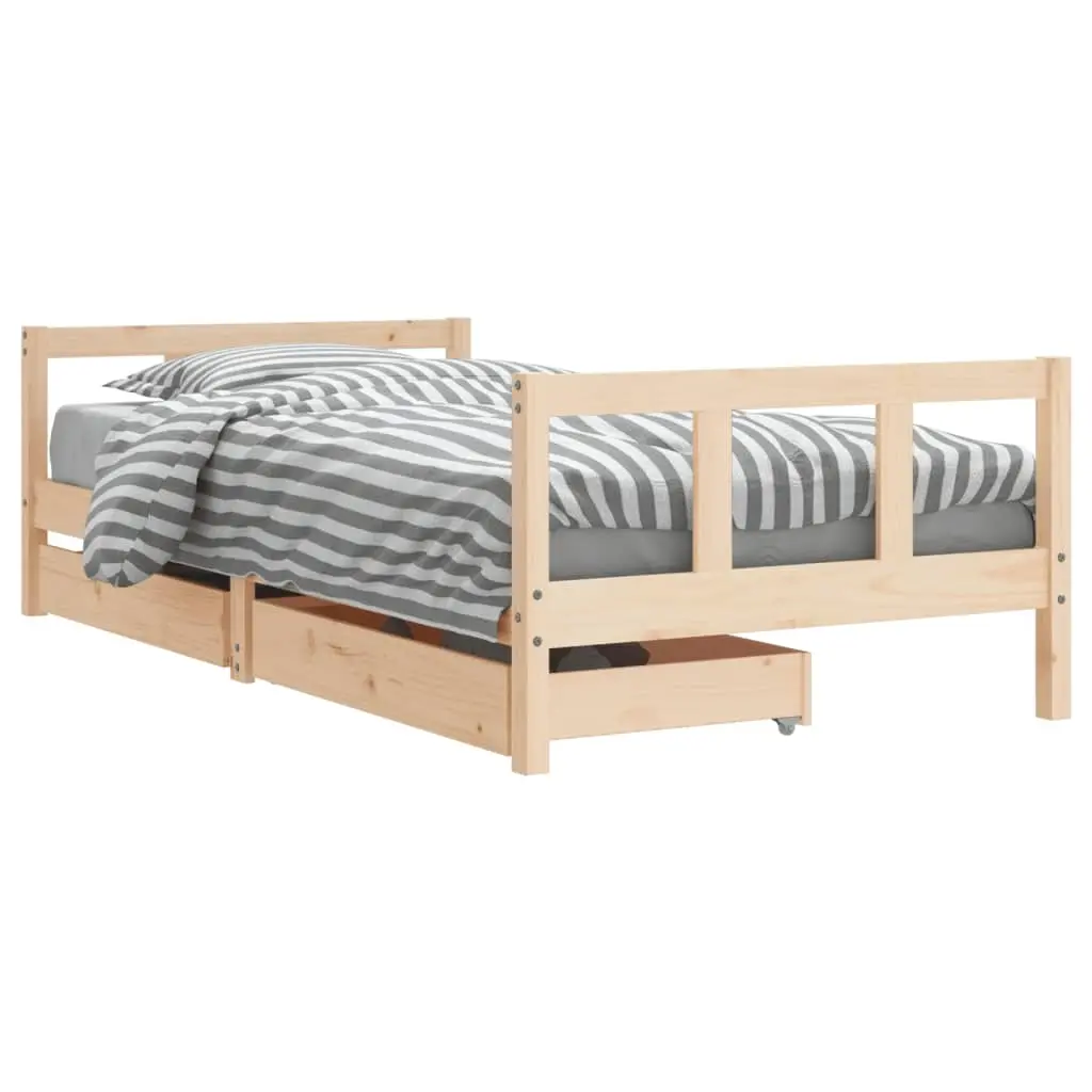 Kids Bed Frame with Drawers 90x190 cm Solid Wood Pine 834417 - Furniture