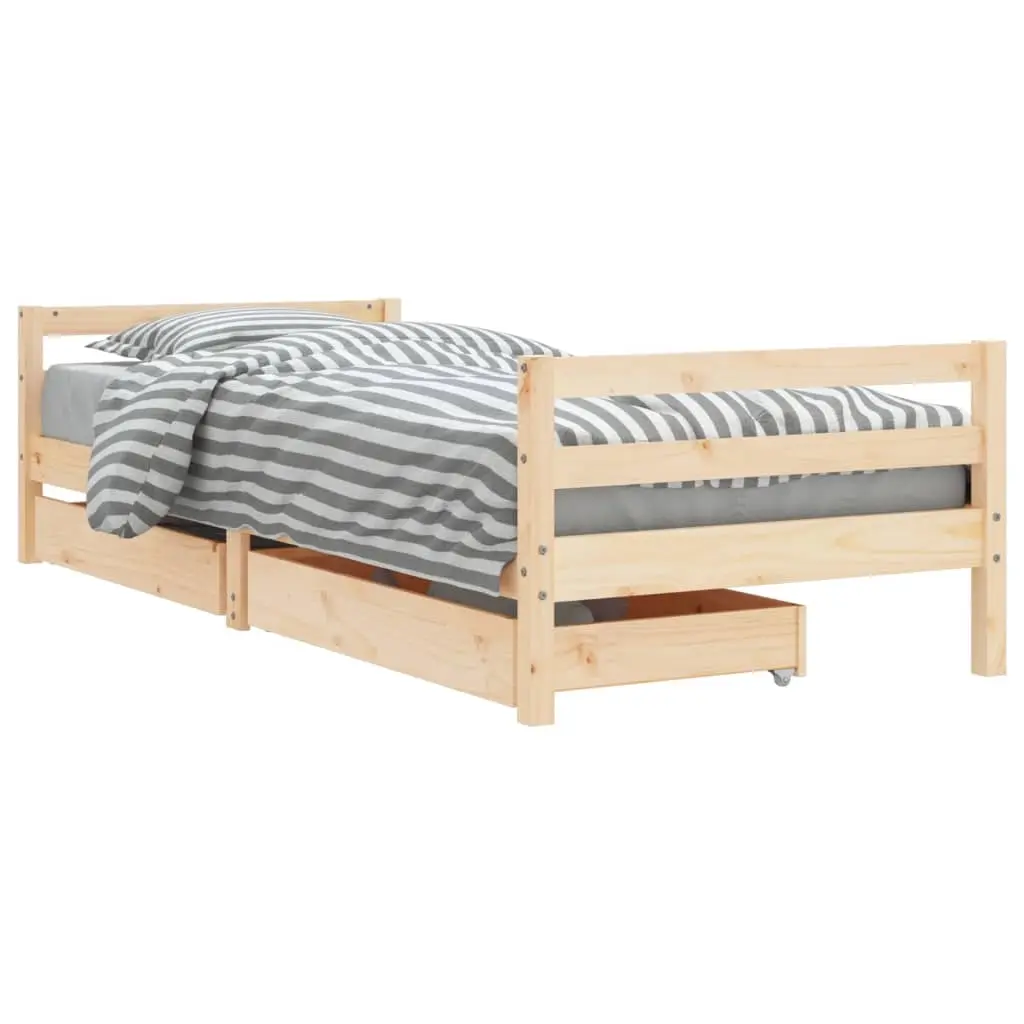 Kids Bed Frame with Drawers 90x190 cm Solid Wood Pine 834447 - Furniture