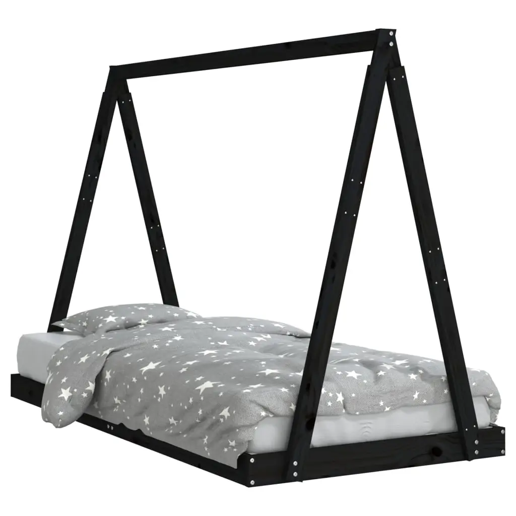 Kids Bed Frame Black 90x190 cm Solid Wood Pine 834533 - Up to 70% Off Kids & Baby Furniture