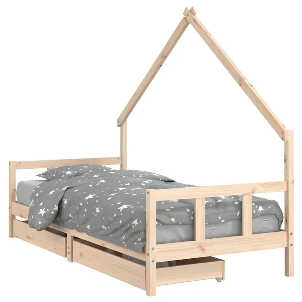 Kids Bed Frame with Drawers 90x190 cm Solid Wood Pine 834546 - Furniture