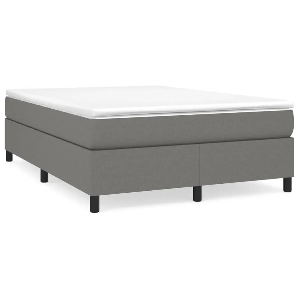 Box Spring Bed with Mattress Dark Grey 137x187 cm Double Size Fabric 3144462 - Furniture
