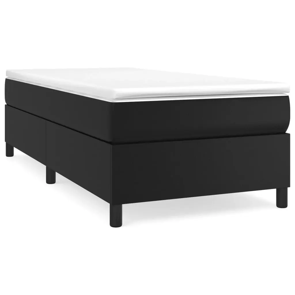 Box Spring Bed with Mattress Black 106x203 cm King Single Size Faux Leather 3144644 - Furniture