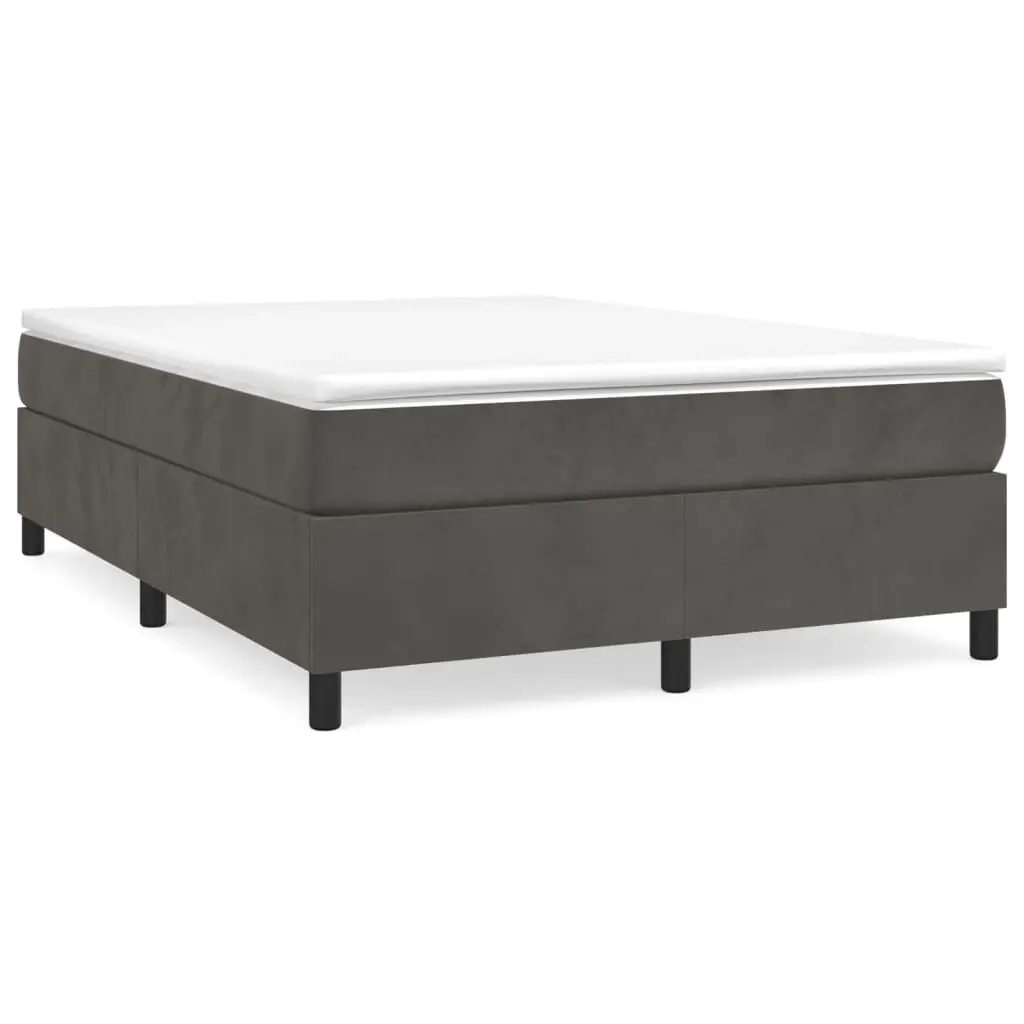 Box Spring Bed with Mattress Dark Grey 153x203 cm Queen Size Velvet 3144715 - Furniture