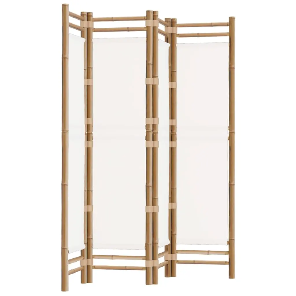Folding 4-Panel Room Divider 160 cm Bamboo and Canvas 350624