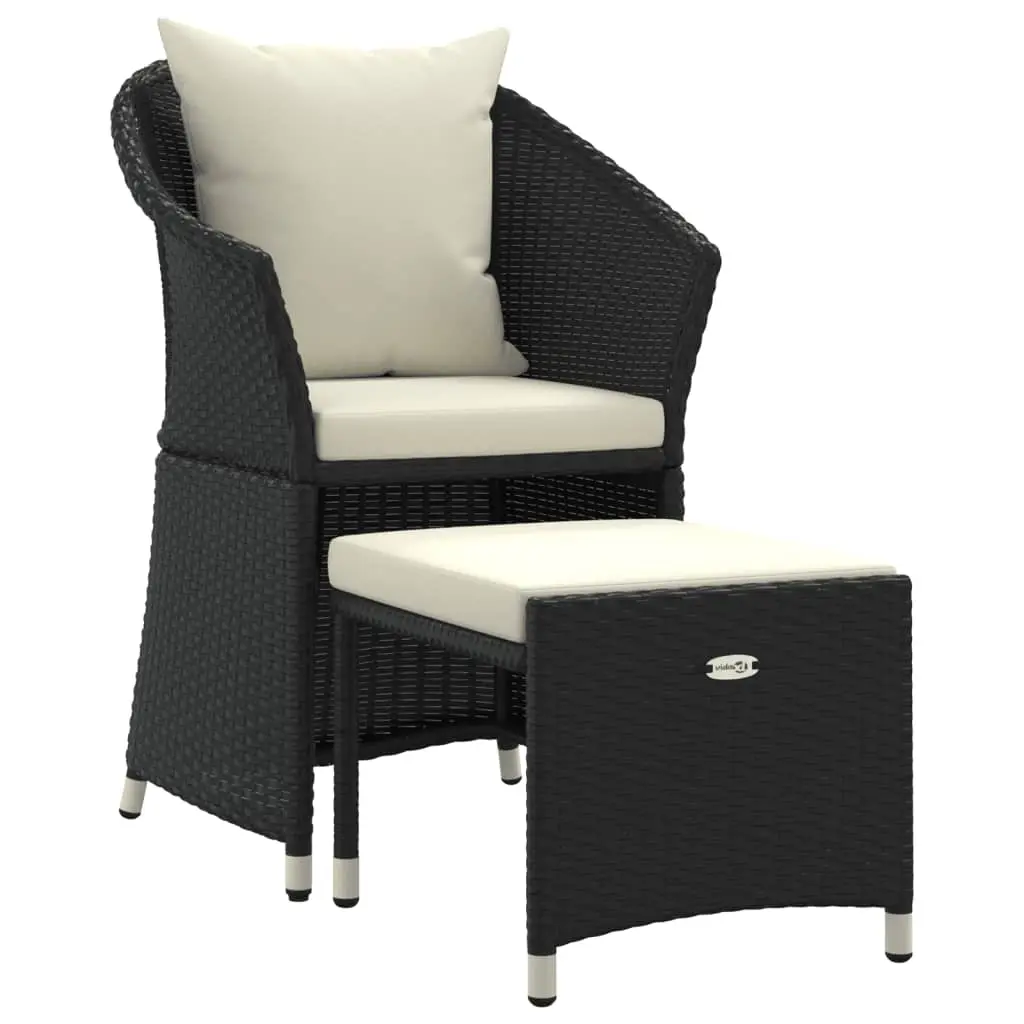 2 Piece Garden Lounge Set with Cushions Black Poly Rattan 319684 - Furniture