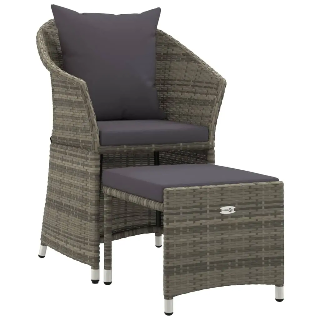2 Piece Garden Lounge Set with Cushions Grey Poly Rattan 319685 - Furniture