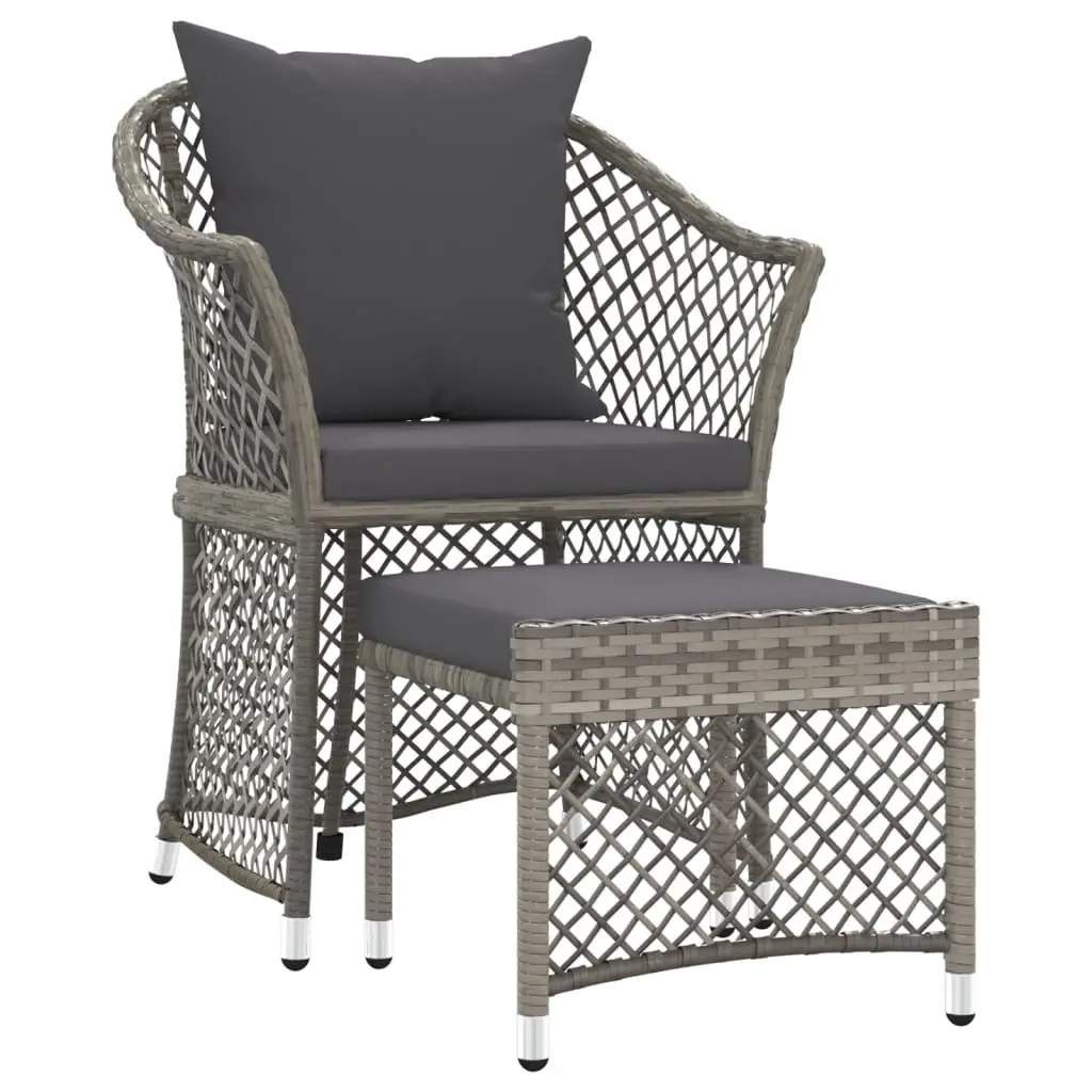 2 Piece Garden Lounge Set with Cushions Grey Poly Rattan 319688 - Furniture