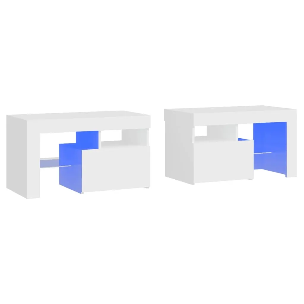 Bedside Cabinets 2 pcs with LED Lights White 70x36.5x40 cm 3152770 - Furniture