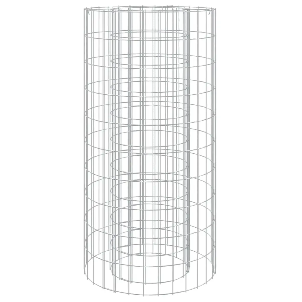 Gabion Fire Pit Ø 50 cm Galvanised Iron 153559 - Home & Garden