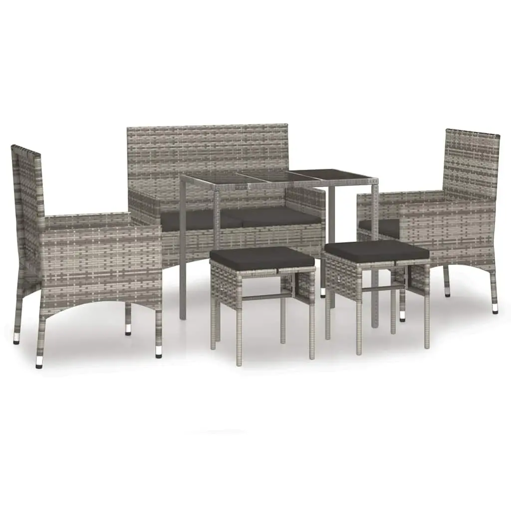 6 Piece Garden Lounge Set with Cushions Grey Poly Rattan 319509 - Furniture